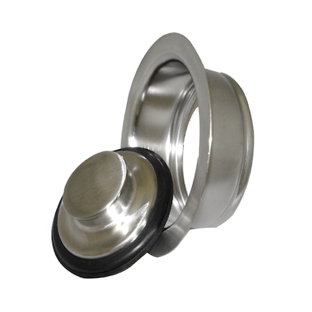 Mr. Scrappy Brushed Nickel Sink Drain Flange and Stopper for 3-Bolt Mount Garbage Disposals 21-DSFS3-BN